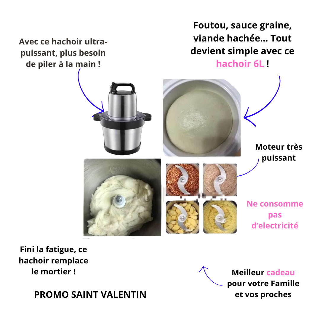 Le NOUVEAU hachoir électrique Passe partout Hachez, mixez, gagnez du temps : |6 LITRES