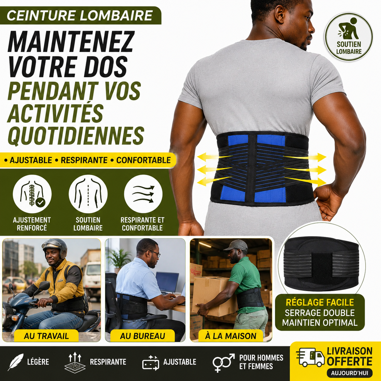 Ceinture Lombaire Double Serrage Premium™ ⭐⭐⭐⭐⭐