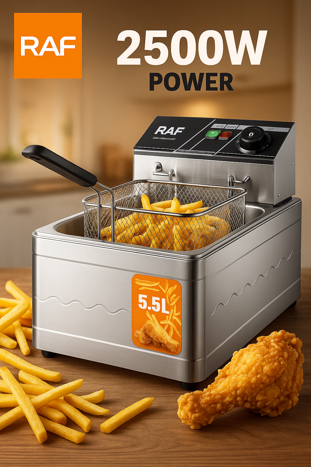 Friteuse Professionnelle 5.5L Le Secret des Frites Parfaites, du Poulet Croustillant et des Plats Rapides Sans Stress.