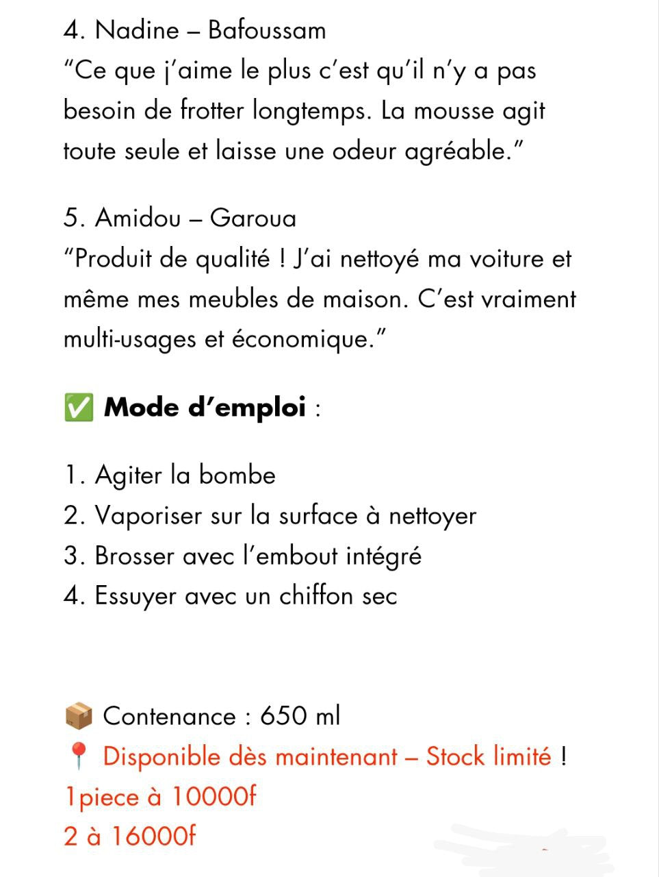 Mousse de nettoyage anti saleté et multi usage