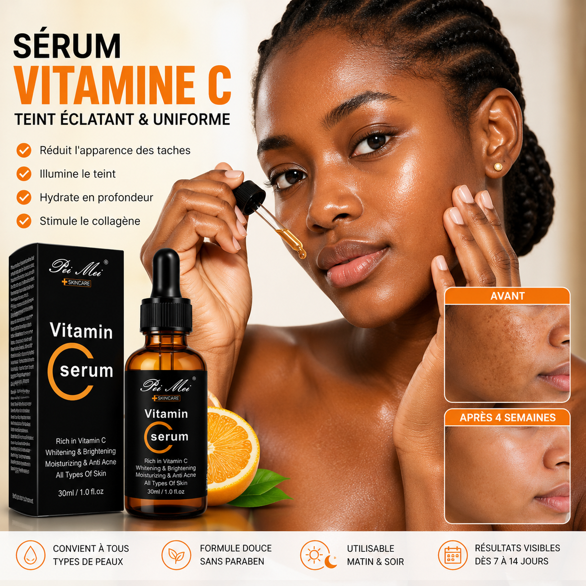 Sérum Vitamine C — Éclat, Anti -Taches & Hydratation Intense