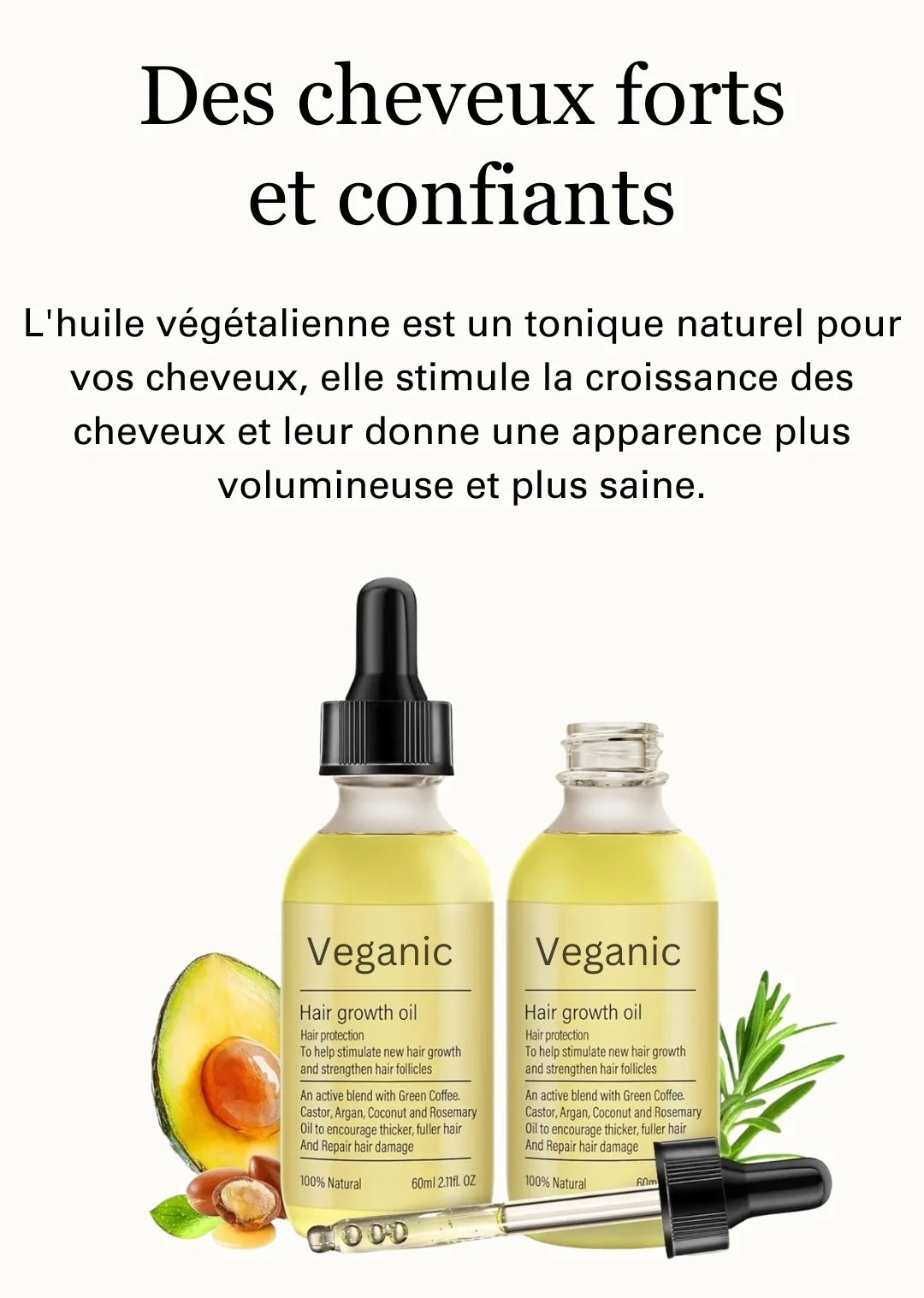 huile veganic pour cheveux