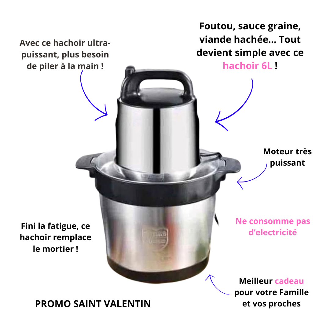 Le NOUVEAU hachoir électrique Passe partout  Hachez, mixez, gagnez du temps :  |6 LITRES