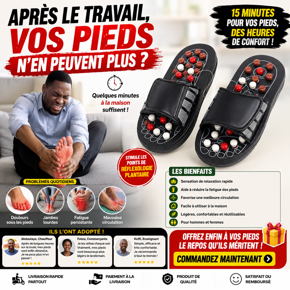 OrthoZen™ Sandales de Réflexologie Magnétique