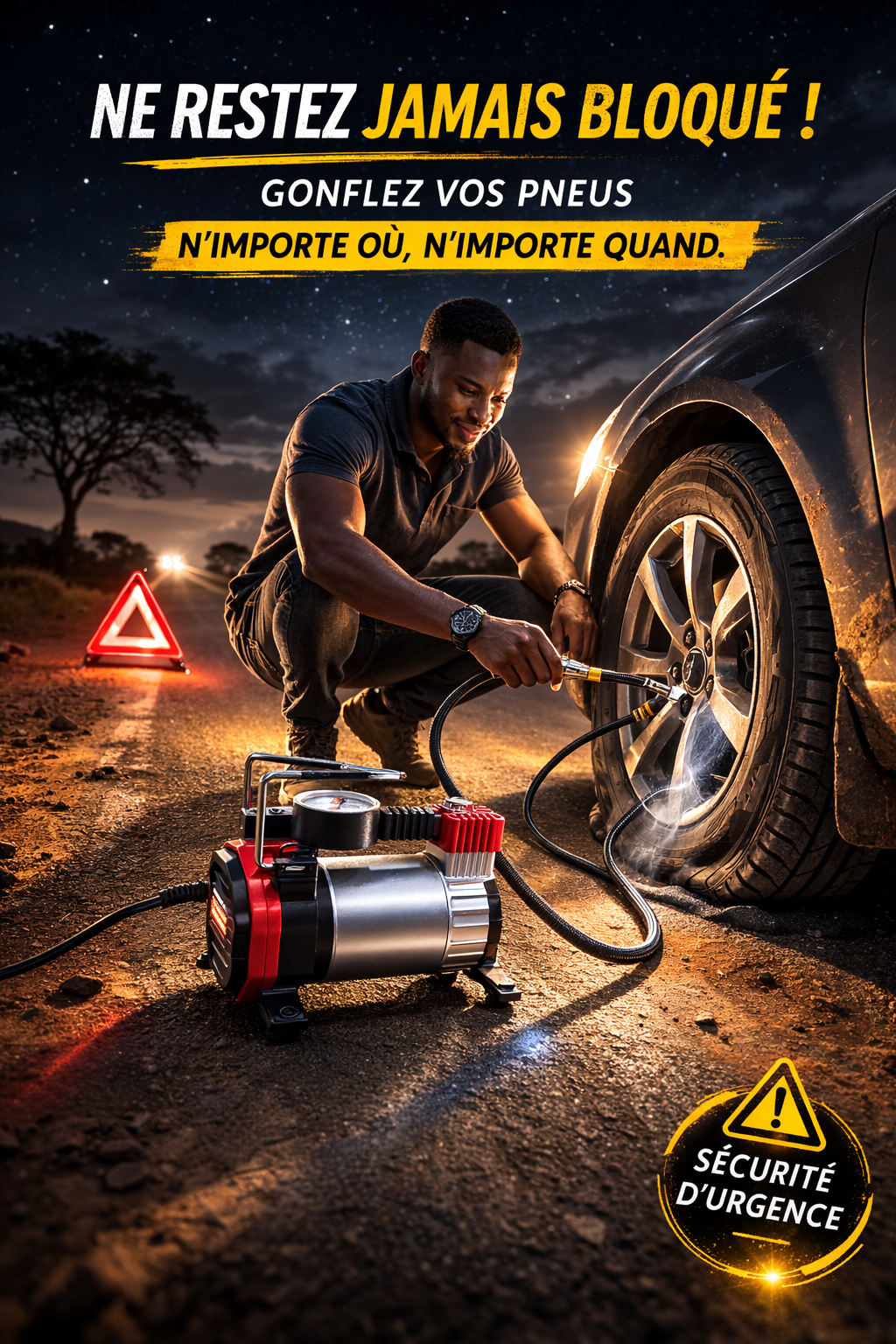 Compresseur d'air portatif, Gonfleur De Pneu De Voiture, de moto, de vélo. Pompe À Air Pompe Véhicule Manomètre Électrique 12V