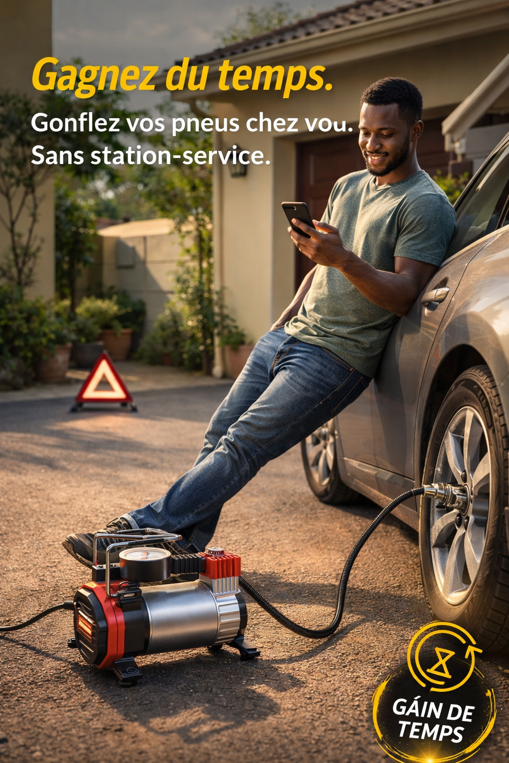 Compresseur d'air portatif, Gonfleur De Pneu De Voiture, de moto, de vélo. Pompe À Air Pompe Véhicule Manomètre Électrique 12V