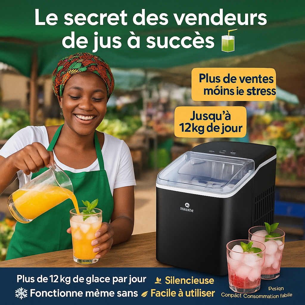 Machine à Glaçons Électrique – Des glaçons prêts en 6 minutes, sans congélateur, sans stress !