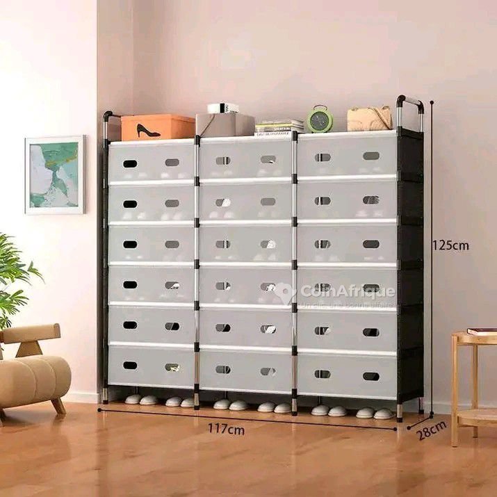 Étagère à chaussure 6 niveau × 3 battants = 18 rangées