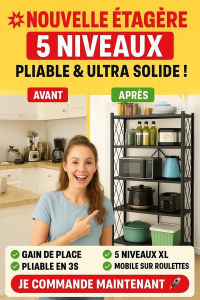 Étagère de Rangement Pliable En métal | 5 niveaux