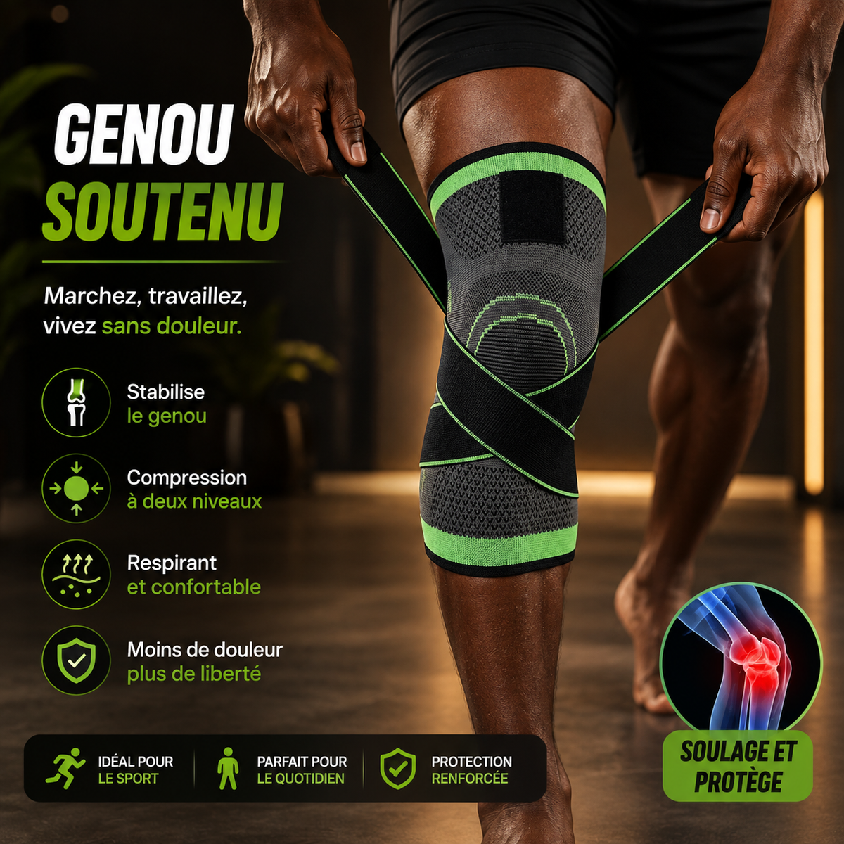 GenouFlex™ Retrouvez le plaisir de marcher en toute confiance.