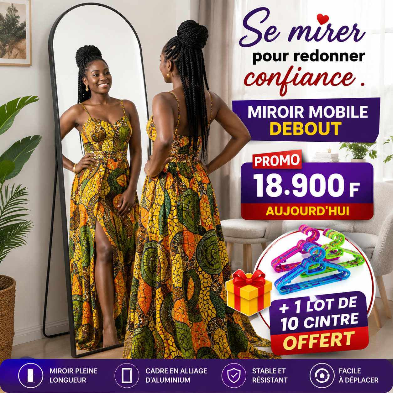 🪞 Miroir mobile décoratif premium