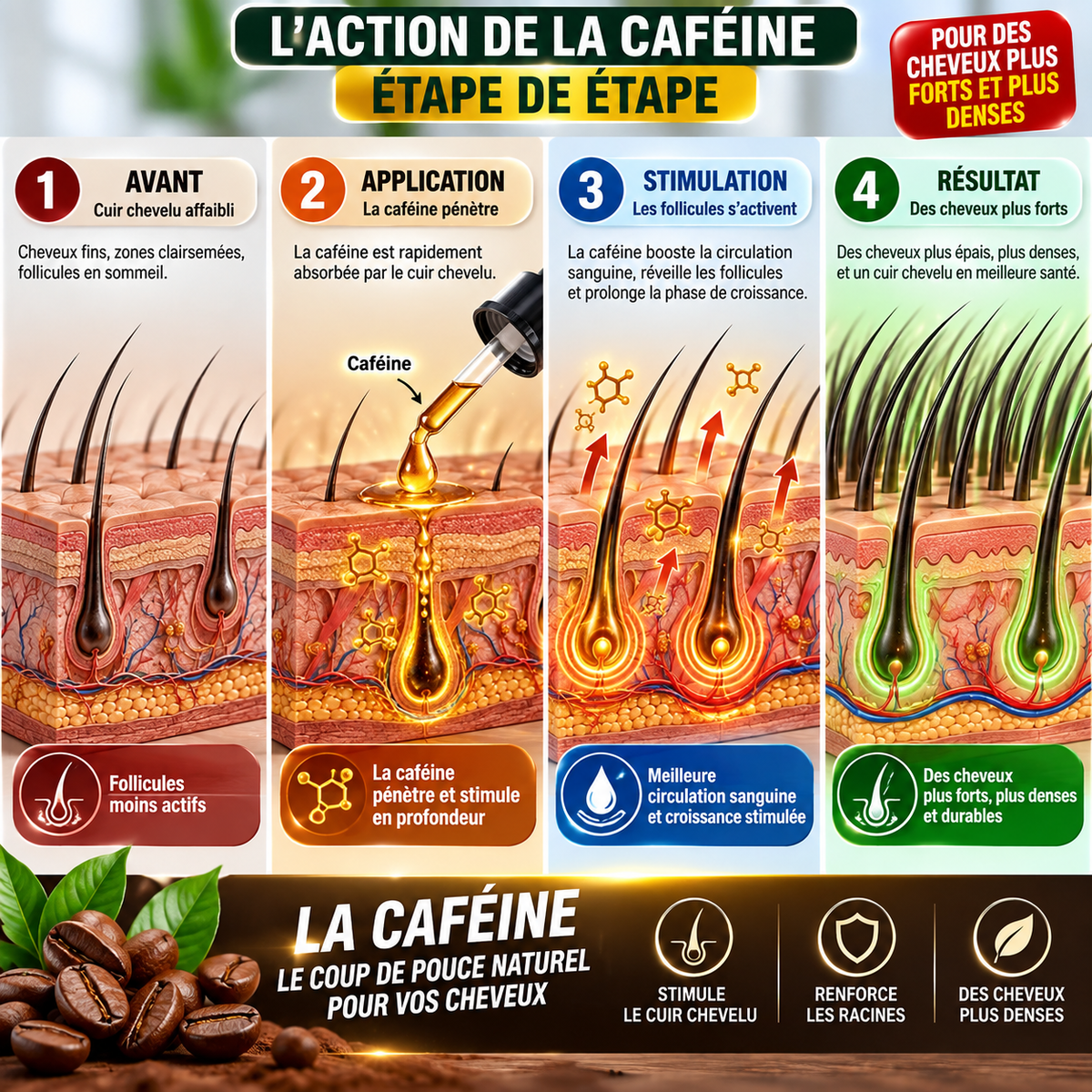 NOUR MEN™  Soin Capillaire & Barbe à la Caféine  Cheveux • Cuir chevelu • Barbe 1 Acheté 1 Offert