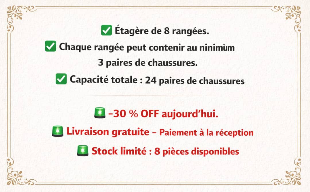 Étagère à chaussures à 08 niveaux avec couverture en tissu