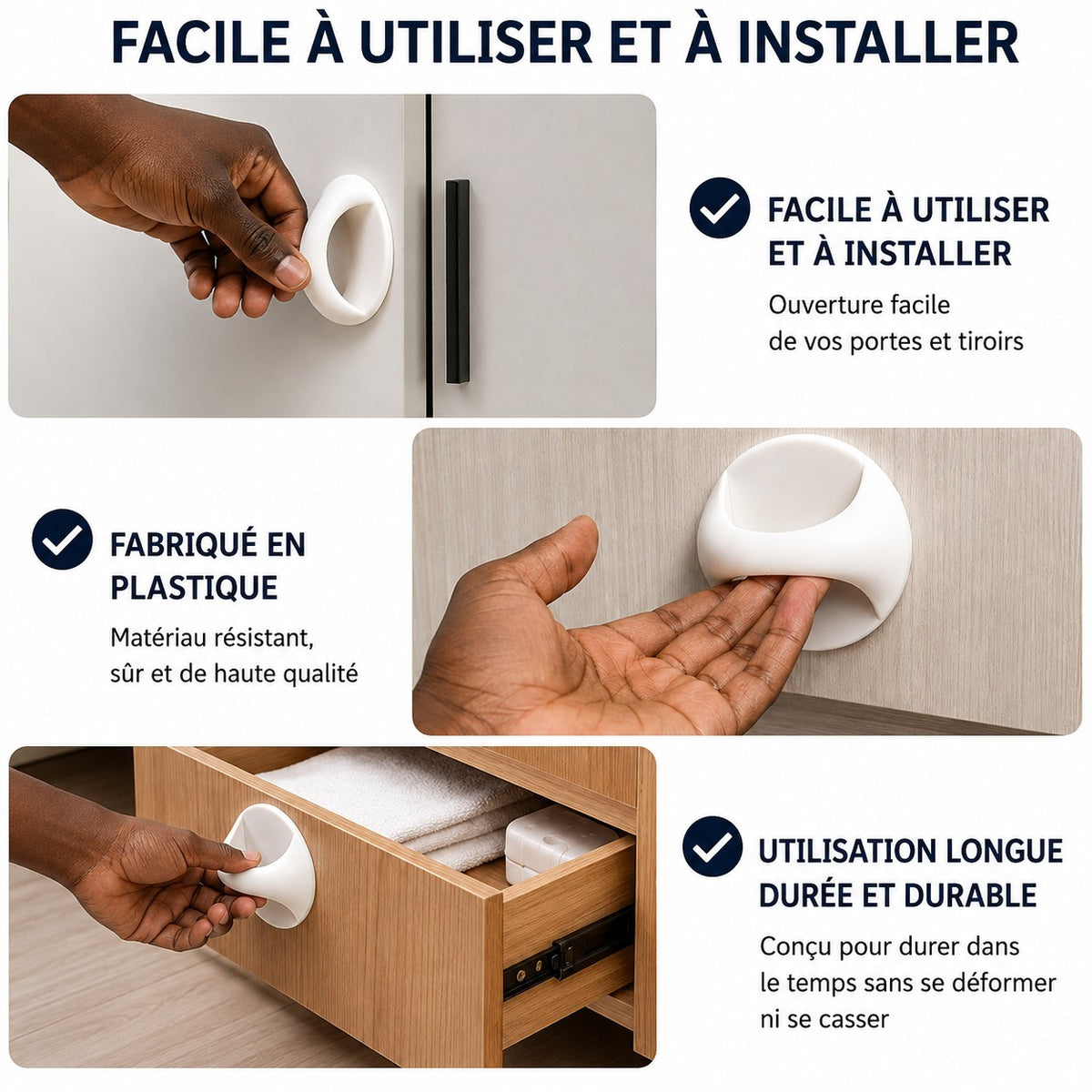 Poignée Adhésive OuvreFacile ( 1 lot de 3 pièce à 5900 F )