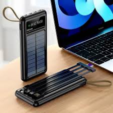 Power bank Solaire 12000mAh avec 4 Câbles intégrés