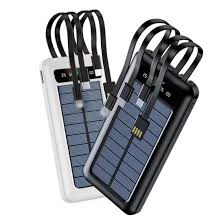 Power bank Solaire 12000mAh avec 4 Câbles intégrés
