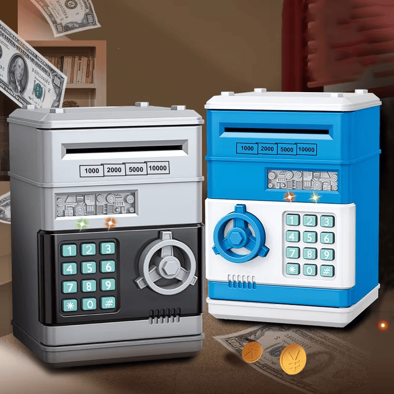 Mini Coffre-Fort Musical – Aspiration Automatique de Billets & Monnaie avec Mot de Passe