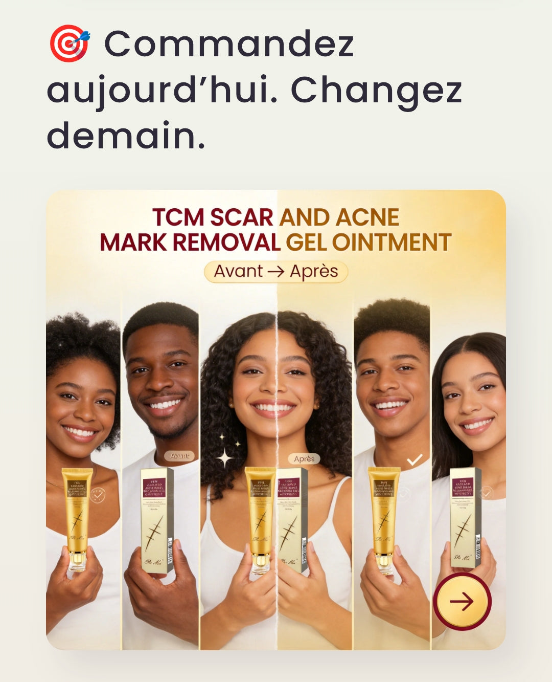 GEL REPARATRICE DE CICATRICE,VERGETURE,TACHE & ACNE TCM
