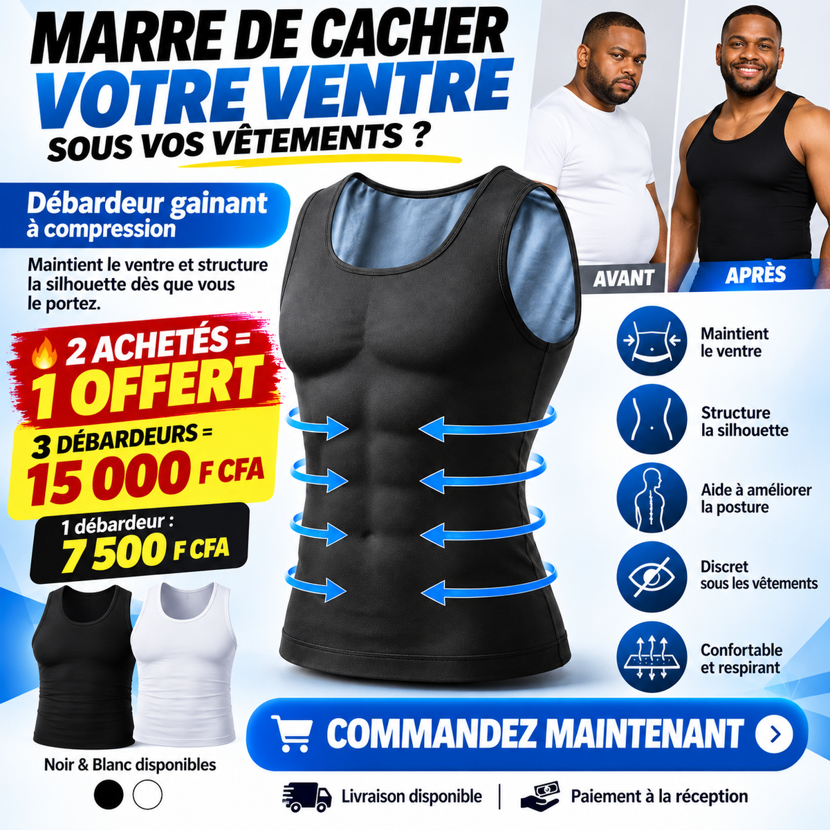 Débardeur amincissant homme et femme 2 Acheté 1 offert