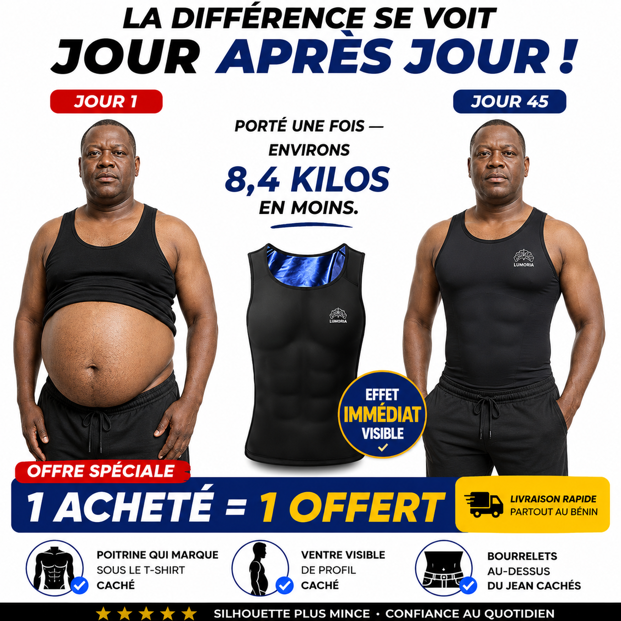 Débardeur amincissant homme et femme : 1 Acheté = 1 Offert