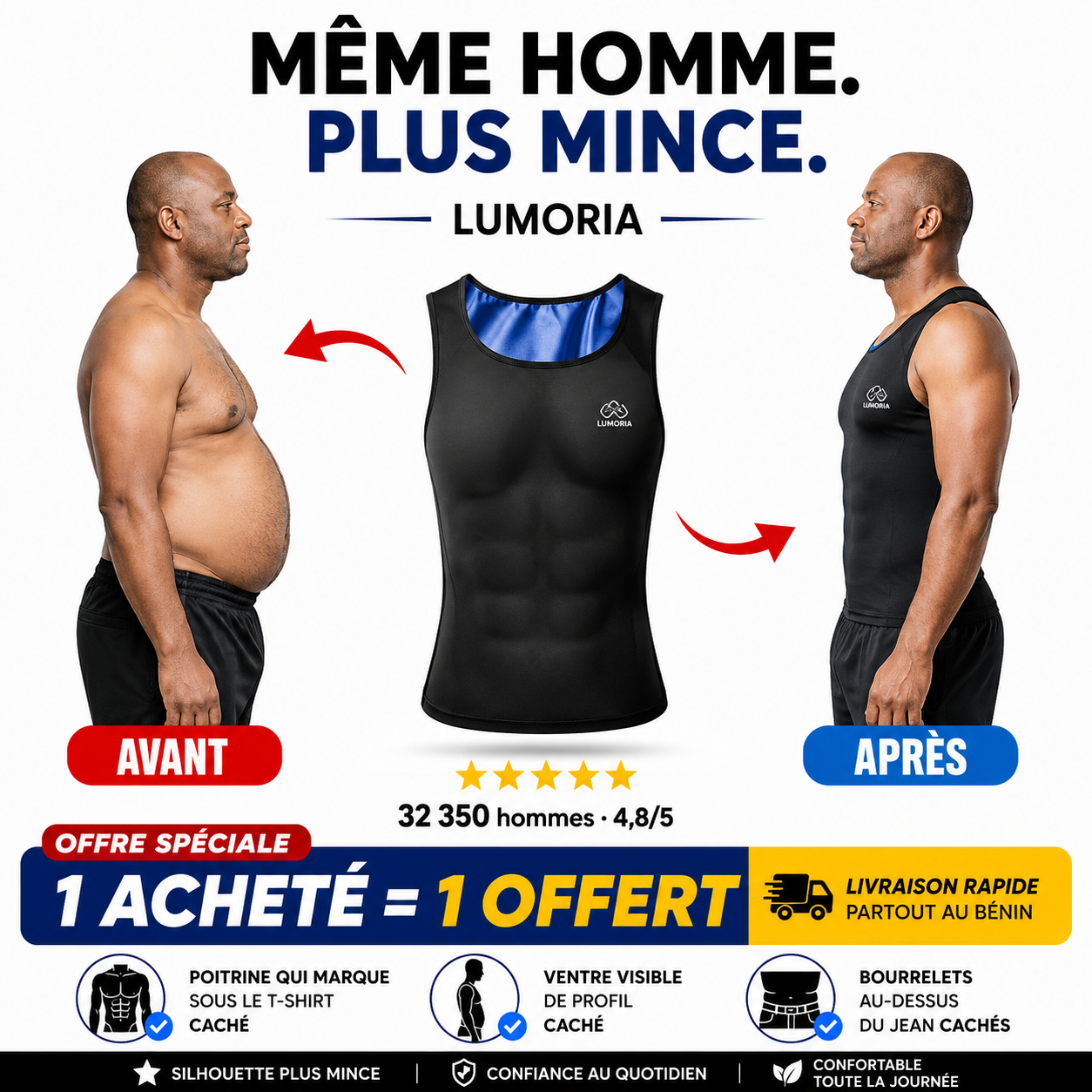 Débardeur amincissant homme et femme : 1 Acheté = 1 Offert