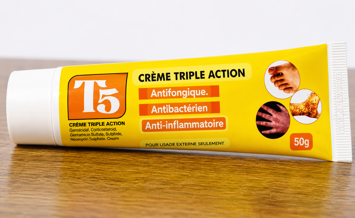 T5 Triple Action – Crème Antifongique & Antibactérienne (50g)