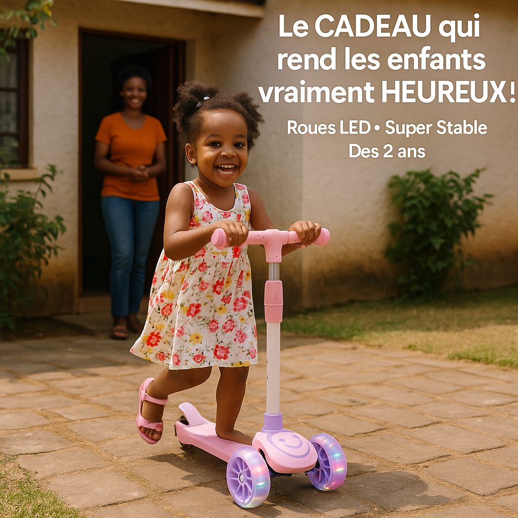 🛴 TROTTINETTE ENFANT À ROUES LUMINEUSES – CADEAU PARFAIT POUR 2 À 8 ANS-G