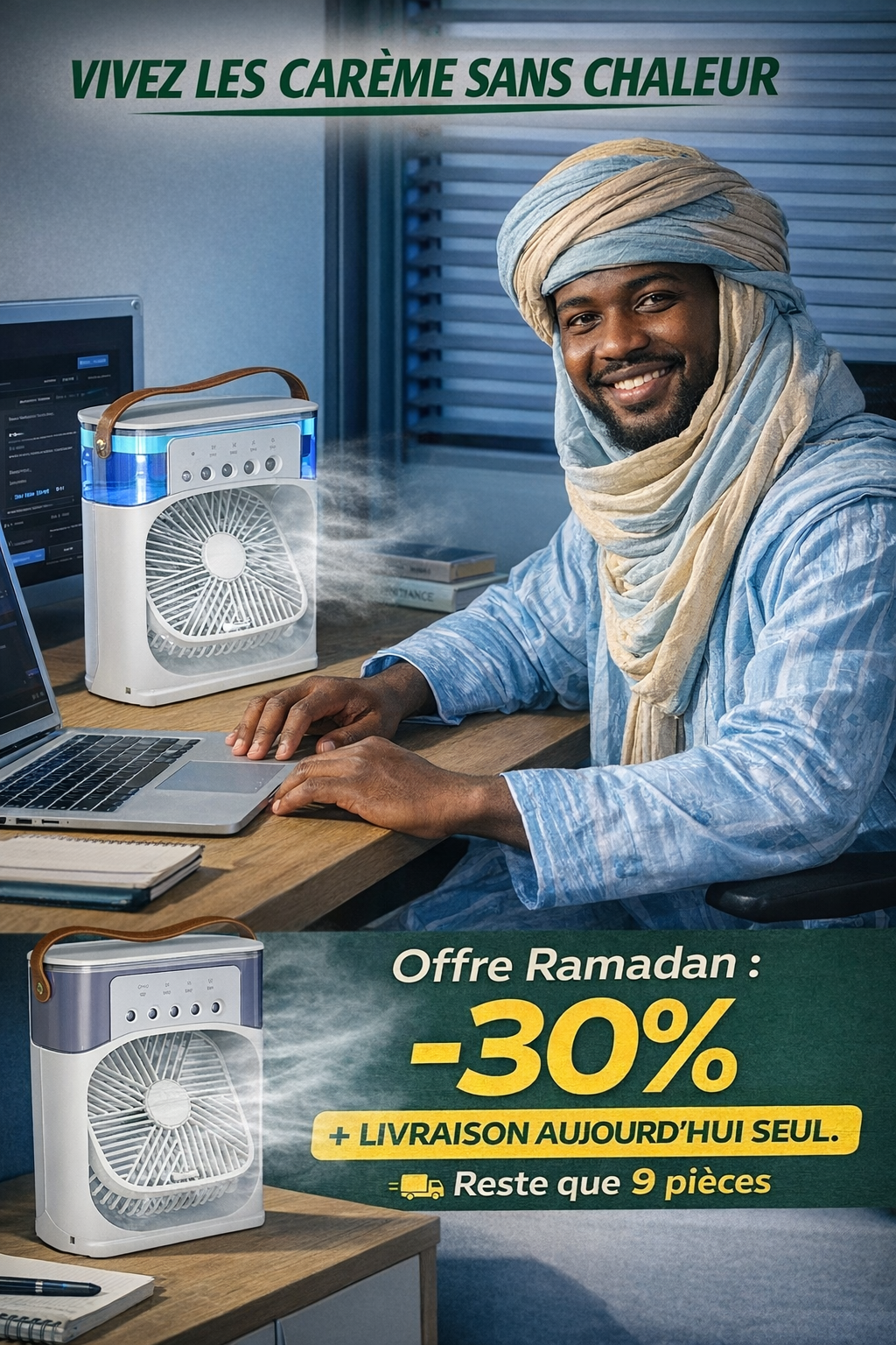 Mini- Climatiseur- Ventilateur - Diffuseur : Tout en UN