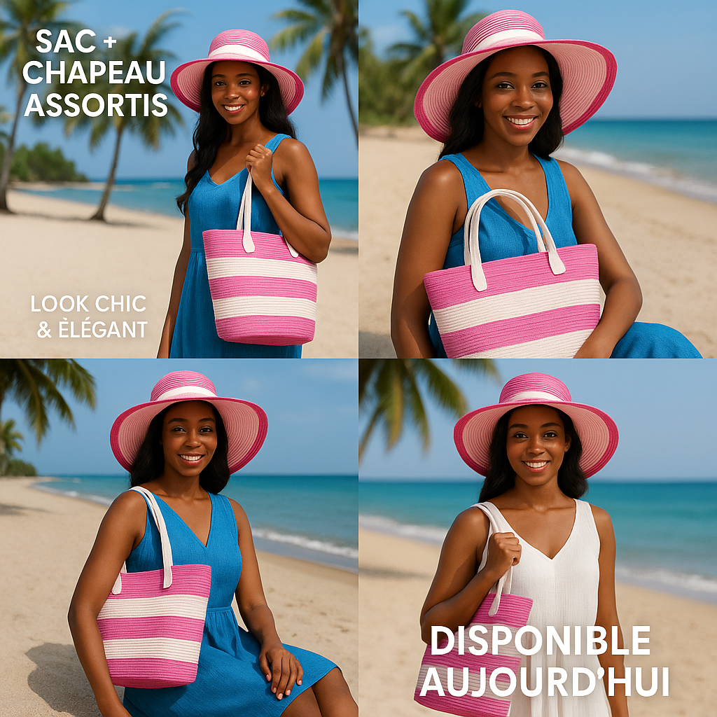 🌴 DUO ÉLÉGANCE – Sac + Chapeau Assortis