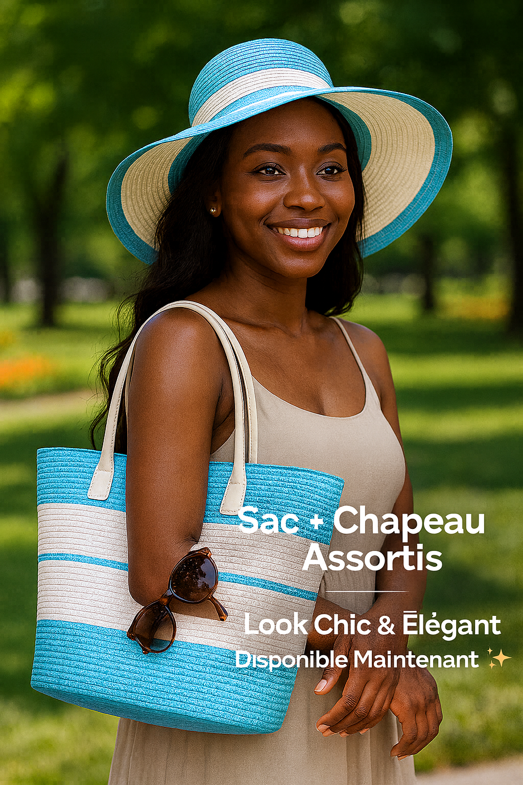 🌴 DUO ÉLÉGANCE – Sac + Chapeau Assortis
