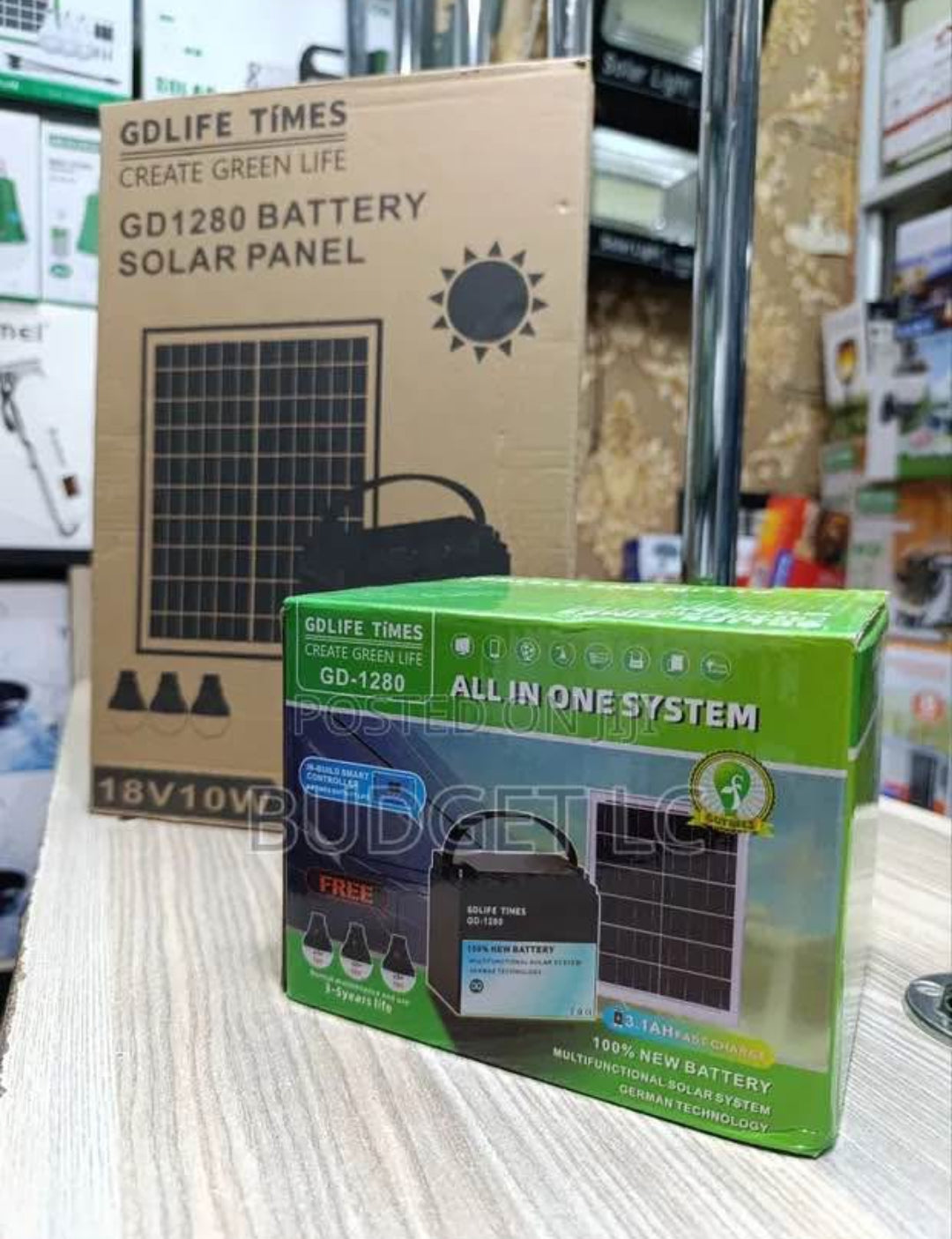 Kit Solaire GD-1280 – Éclairage Autonome avec Batterie Rechargeable et Panneau 10W